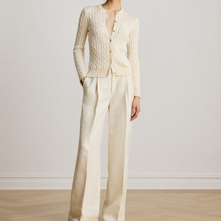 Polo Ralph Lauren Women's Cable-Knit Cotton-Blend Cardigan Mascarpone Cream