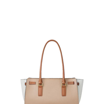 Michael Kors Women's Hamilton Small Color-Blocked Leather Satchel Bag Khaki Multi