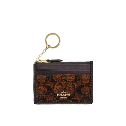 Coach Women's Mini Skinny ID Case In Signature Chenille Gold/Truffle