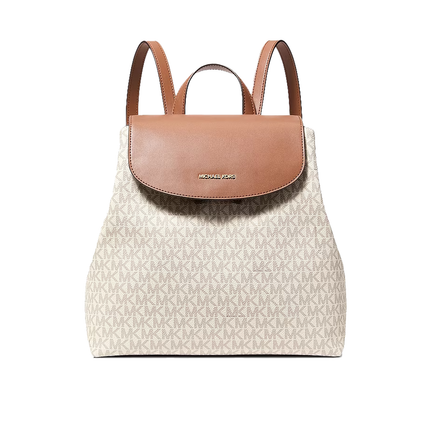 Michael Kors Women's Maya Medium Signature Logo Backpack Vanilla/Gold