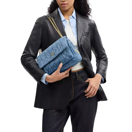 Coach Women's Elodie Crossbody Bag In Regenerative Cotton With Quilting Gold/Indigo