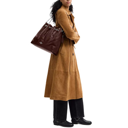 Coach Women's Evelyn Large Shoulder Bag With Quilting Silver/Maple