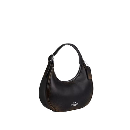 Coach Women's Emily Shoulder Bag In Loved Leather Silver/Black Brown