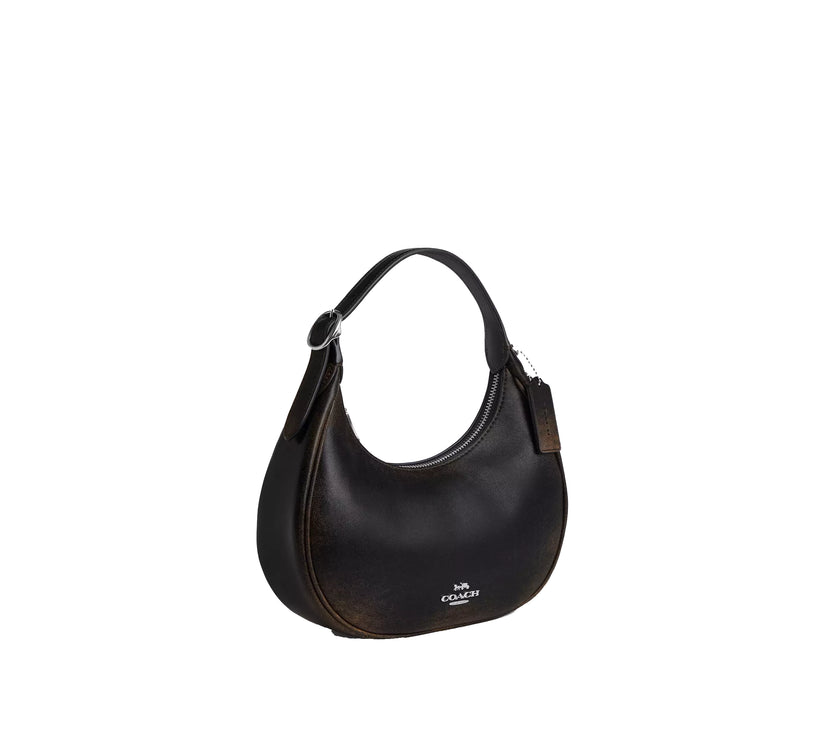 Coach Women's Emily Shoulder Bag In Loved Leather Silver/Black Brown