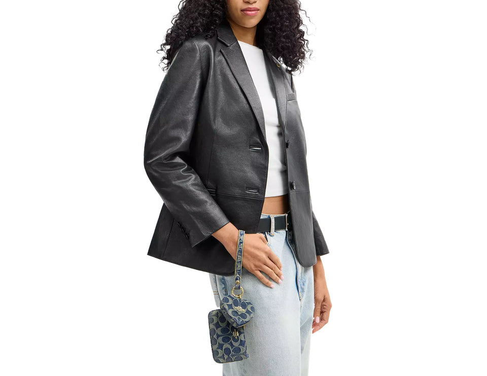 Coach Women's Wristlet And Heart Pouch In Signature Regenerative Cotton Denim Gold/Denim