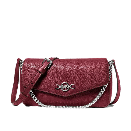 Michael Kors Women's Kacey Extra-Small Pebbled Leather Crossbody Bag Maroon