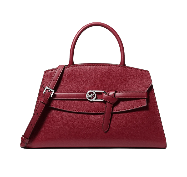 Michael Kors Women's Greta Medium Leather Satchel Bag Maroon