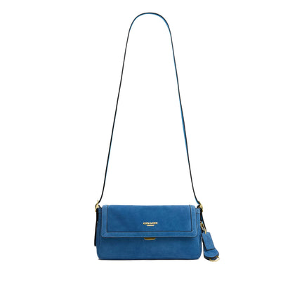 Coach Women's Etta Small Flap Shoulder Bag Gold/Blue Jay