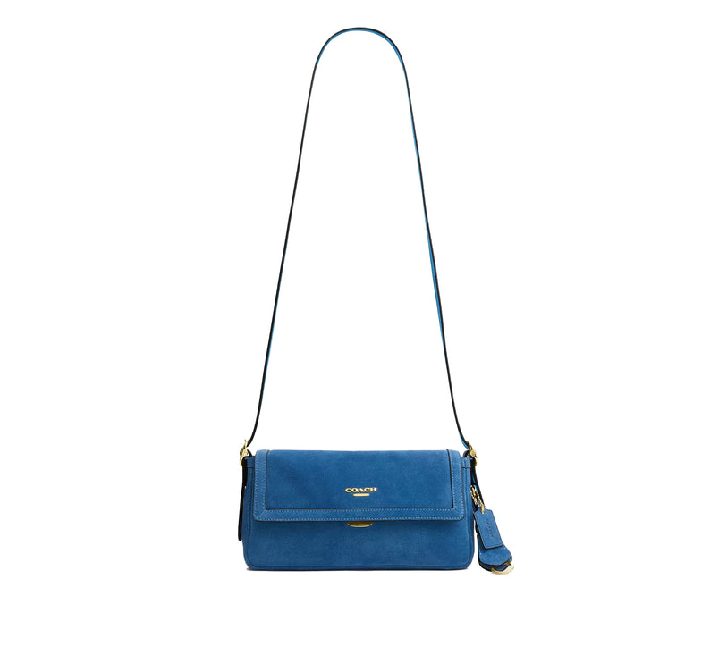 Coach Women's Etta Small Flap Shoulder Bag Gold/Blue Jay