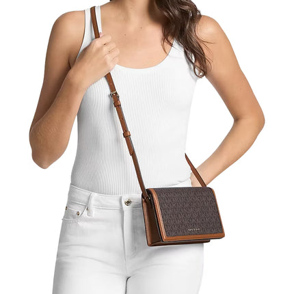 Michael Kors Women's Marlowe Medium Signature Logo Crossbody Bag Brown/Acorn/Gold