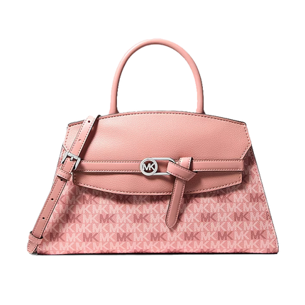Michael Kors Women's Greta Medium Signature Logo Satchel Bag Sunset Rose