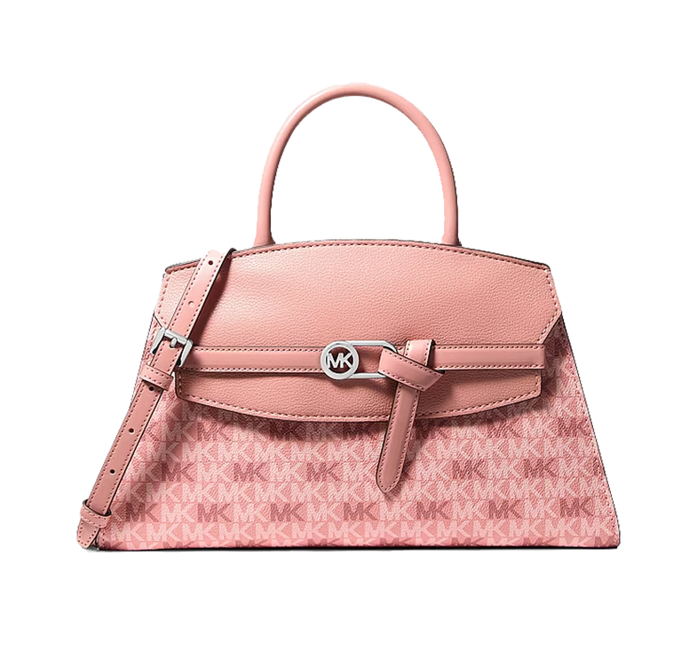 Michael Kors Women's Greta Medium Signature Logo Satchel Bag Sunset Rose