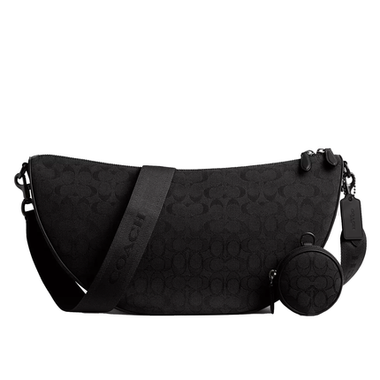 Coach Unisex Hall Soft Sling Bag 45 In Signature Jacquard Black