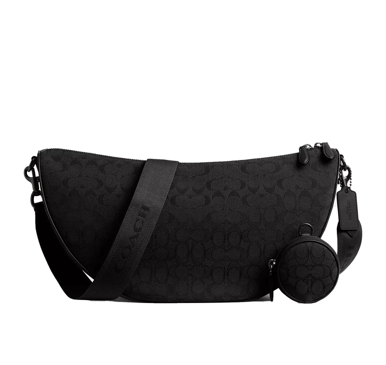 Coach Unisex Hall Soft Sling Bag 45 In Signature Jacquard Black