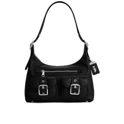 Coach Women's Allison Zip Top Shoulder Bag Silver/Black