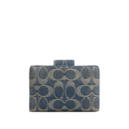 Coach Women's Medium Corner Zip Wallet In Signature Regenerative Cotton Denim Gold/Denim