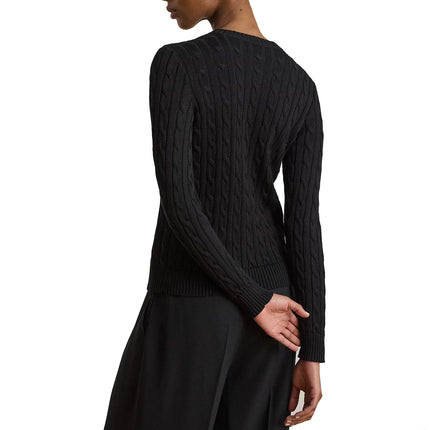 Polo Ralph Lauren Women's Cable-Knit Cotton-Blend Cardigan Black