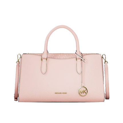 Michael Kors Women's Arden Medium Leather Top-Zip Satchel Bag Powder Blush
