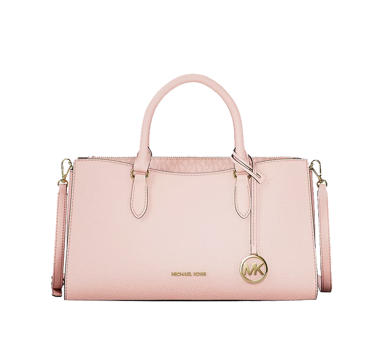 Michael Kors Women's Arden Medium Leather Top-Zip Satchel Bag Powder Blush