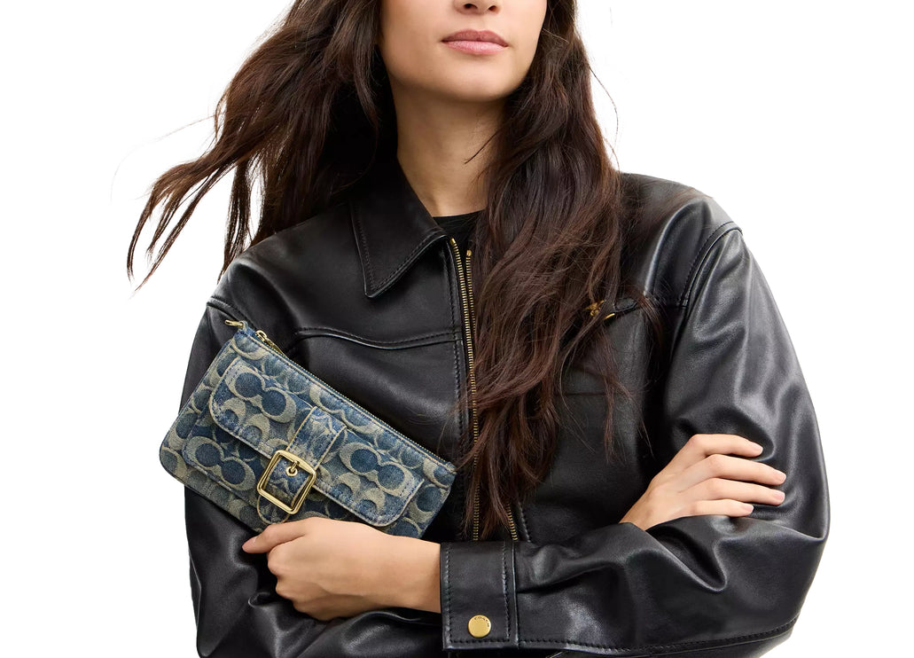 Coach Women's Ashton Wristlet In Signature Regenerative Cotton Denim Gold/Denim