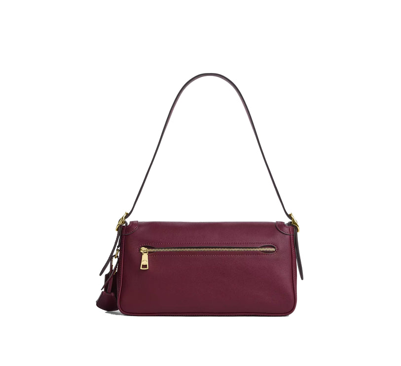 Coach Women's Etta Small Flap Shoulder Bag Gold/Dark Cherry