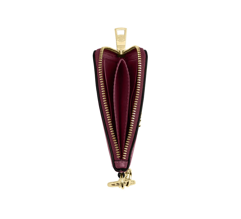 Coach Women's Small Corner Zip Wallet Gold/Dark Cherry