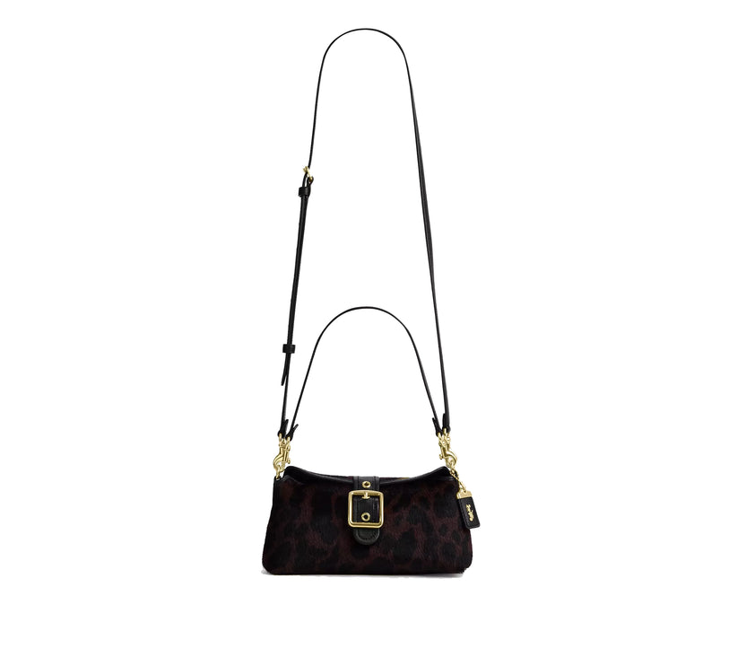 Coach Women's Abbie Shoulder Bag In Haircalf With Leopard Print Gold/Dark Leopard