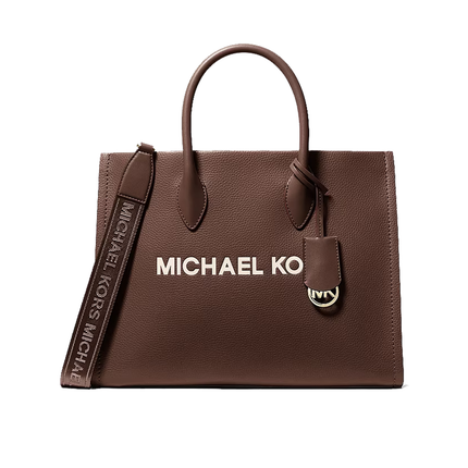 Michael Kors Women's Mirella Medium Pebbled Leather Tote Bag Nutmeg