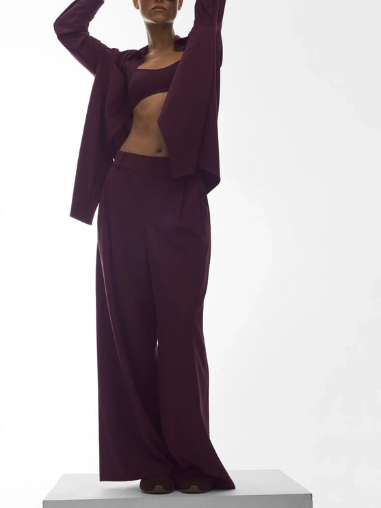 alo Women's High-Waist Dreamscape Trouser (Long) Rich Bordeaux