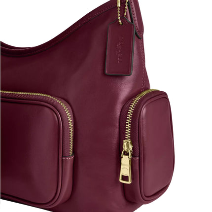 Coach Women's Laurel Shoulder Bag With Pockets Gold/Dark Cherry