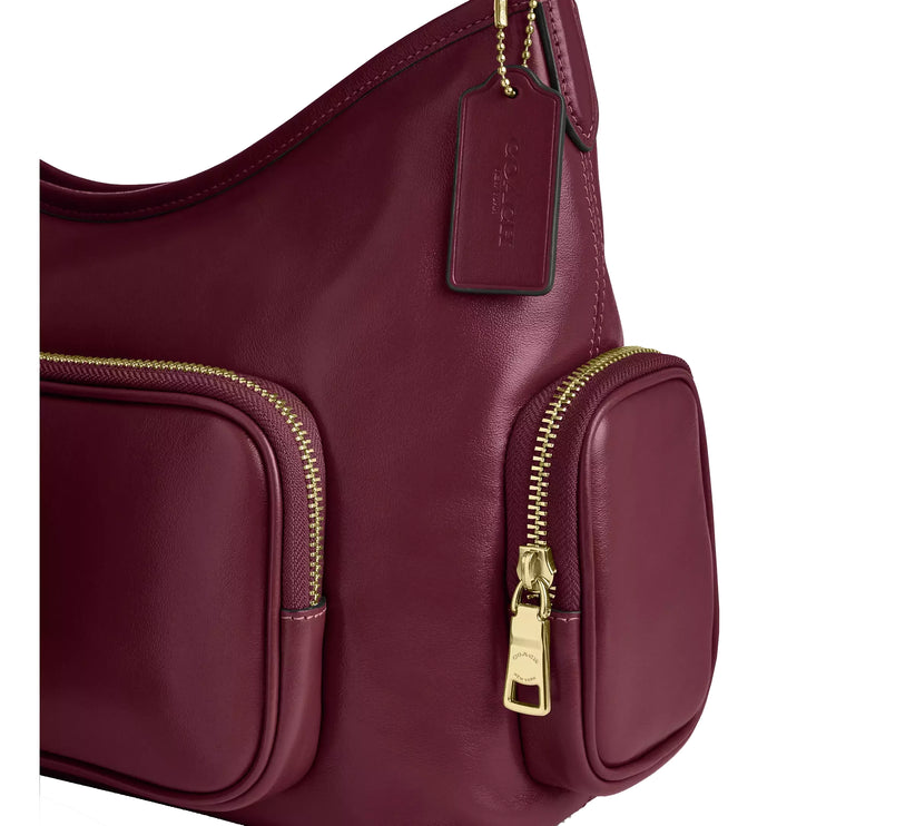 Coach Women's Laurel Shoulder Bag With Pockets Gold/Dark Cherry