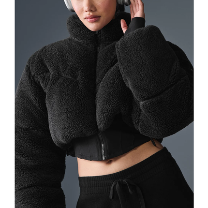 alo Women's Sherpa Main Act Corset Puffer - Black
