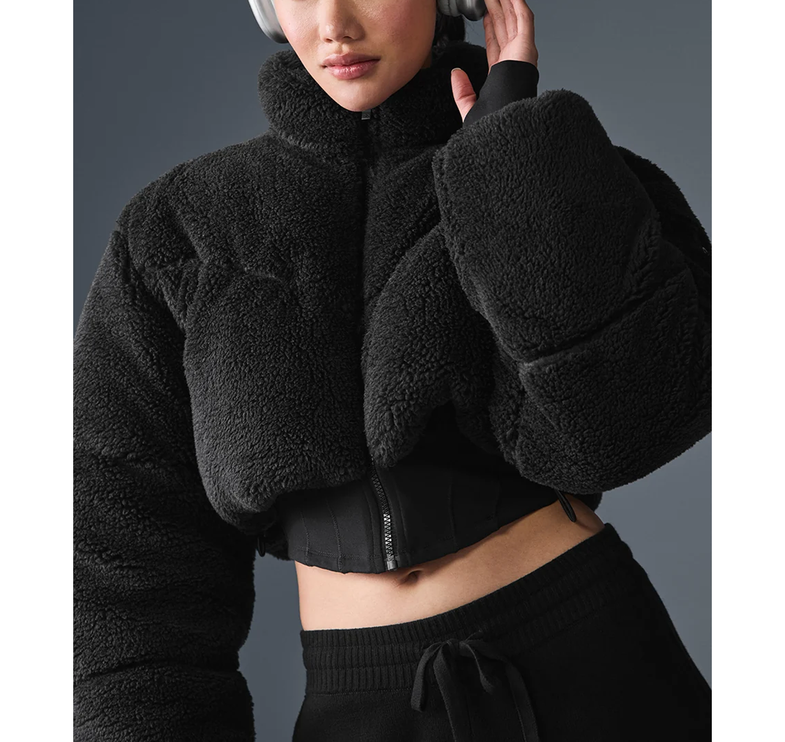 alo Women's Sherpa Main Act Corset Puffer - Black