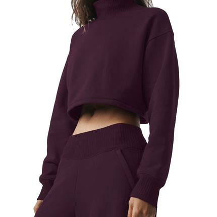 alo Women's Cropped Serenity Coverup Rich Bordeaux