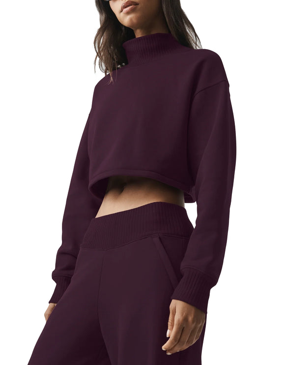 alo Women's Cropped Serenity Coverup Rich Bordeaux