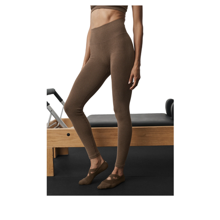 alo Women's Seamless High-Waist Two Tone Rib Legging Java Brown