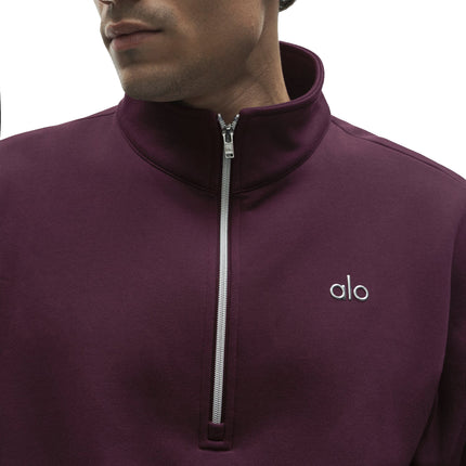 alo Men's Accolade 1/4 Zip Pullover Rich Bordeaux