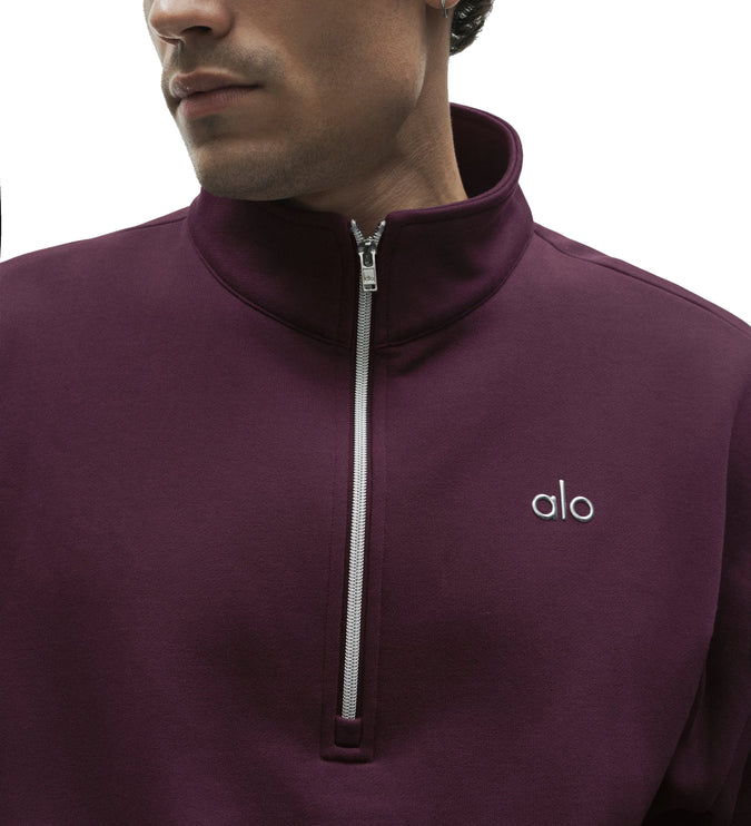 alo Men's Accolade 1/4 Zip Pullover Rich Bordeaux