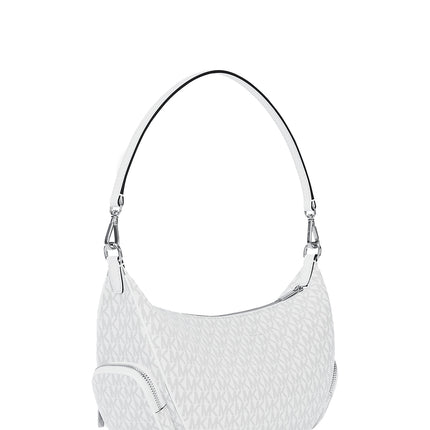 Michael Kors Women's Merritt Medium Signature Logo Convertible Shoulder Bag Optic White/Silver