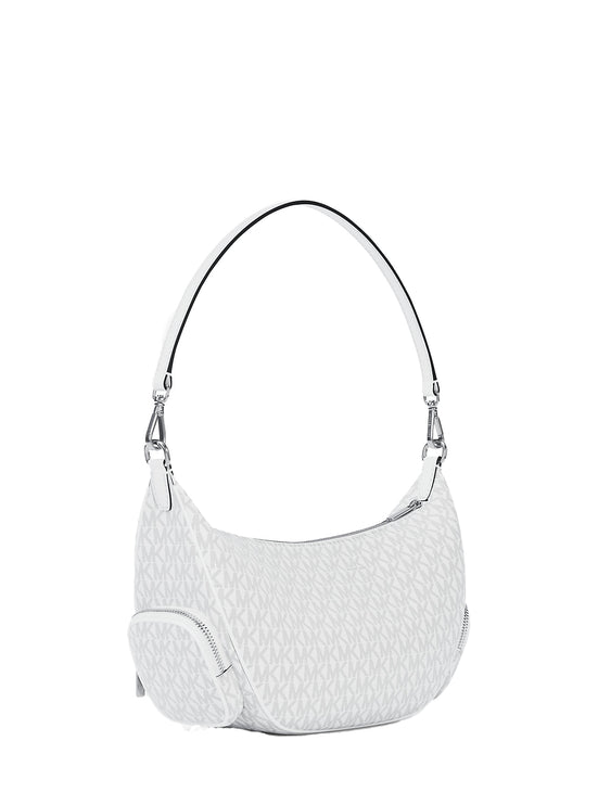 Michael Kors Women's Merritt Medium Signature Logo Convertible Shoulder Bag Optic White/Silver