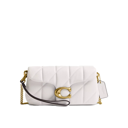 Coach Women's Tabby Chain Crossbody Bag 19 With Quilting Brass/Chalk