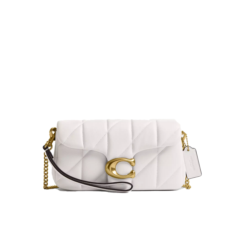 Coach Women's Tabby Chain Crossbody Bag 19 With Quilting Brass/Chalk