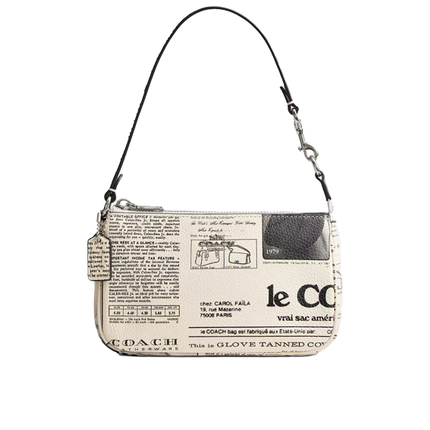 Coach Women's Nolita 19 With Newspaper Print Silver/Chalk Multi