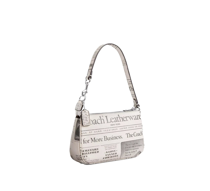 Coach Women's Nolita 19 With Newspaper Print Silver/Chalk Multi
