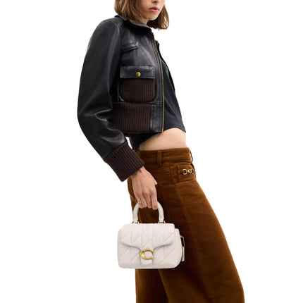 Coach Women's Tabby Top Handle Bag With Quilting Brass/Chalk