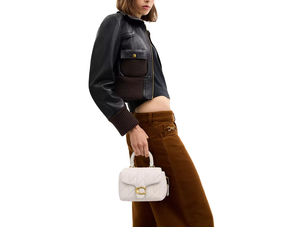 Coach Women's Tabby Top Handle Bag With Quilting Brass/Chalk