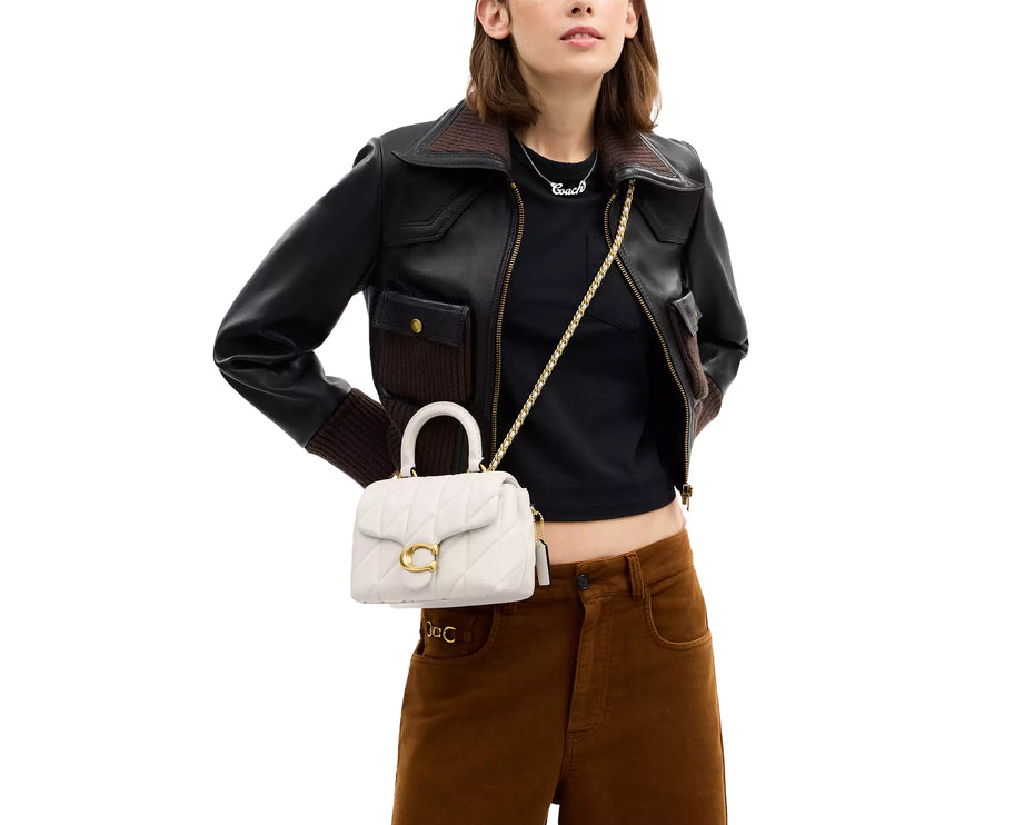 Coach Women's Tabby Top Handle Bag With Quilting Brass/Chalk