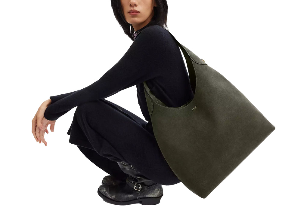 Coach Women's Brooklyn Shoulder Bag 39 Suede/Brass/Olive