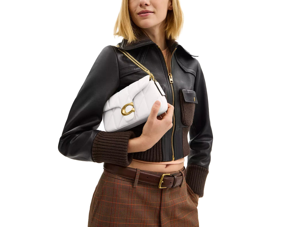 Coach Women's Tabby Chain Crossbody Bag 19 With Quilting Brass/Chalk