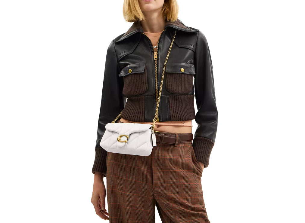 Coach Women's Tabby Chain Crossbody Bag 19 With Quilting Brass/Chalk